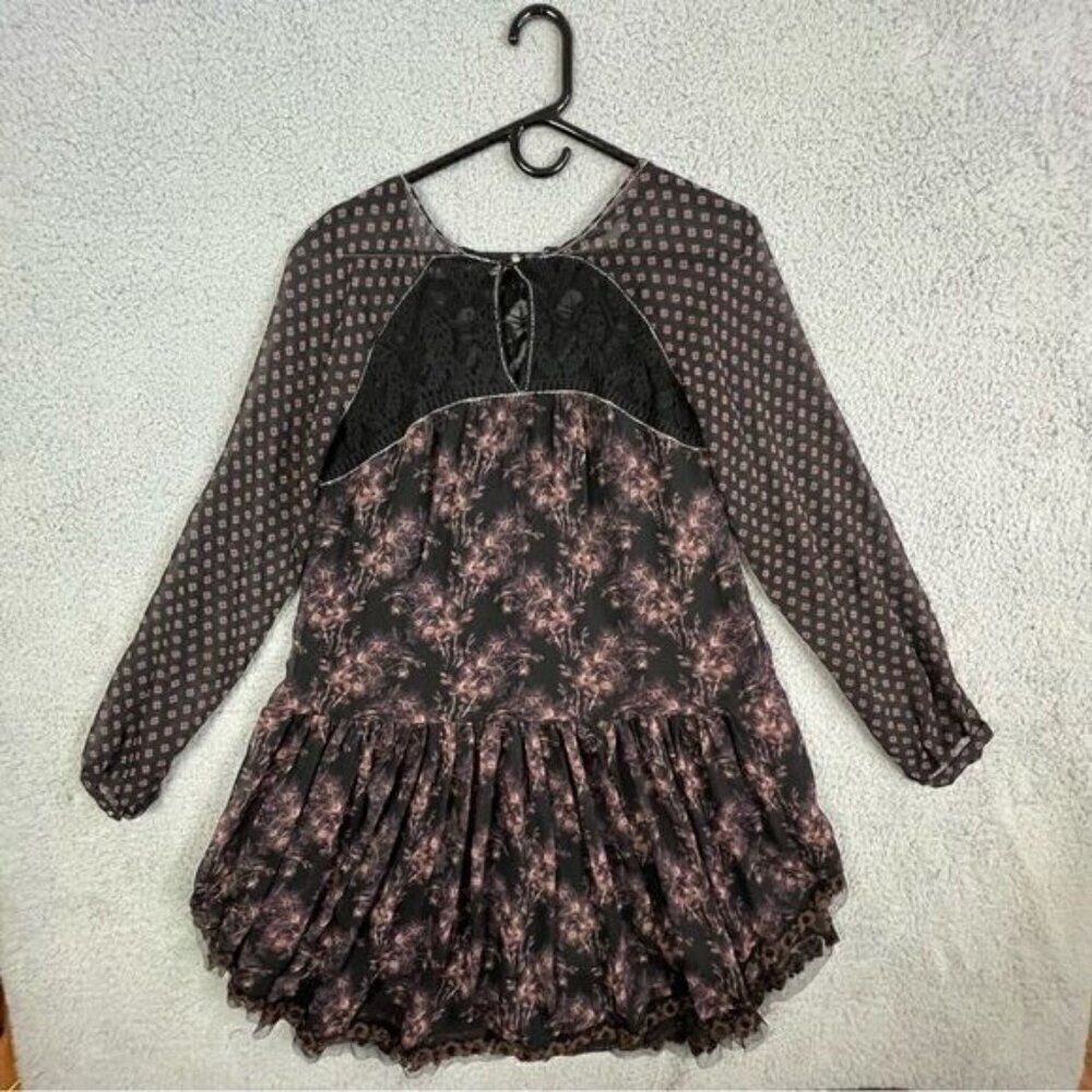 FREE PEOPLE WOMENS A LINE DRESS BLACK AND LAVENDER SIZE M - Picture 3 of 10